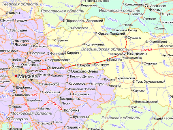 схема проезда Москва Суздаль